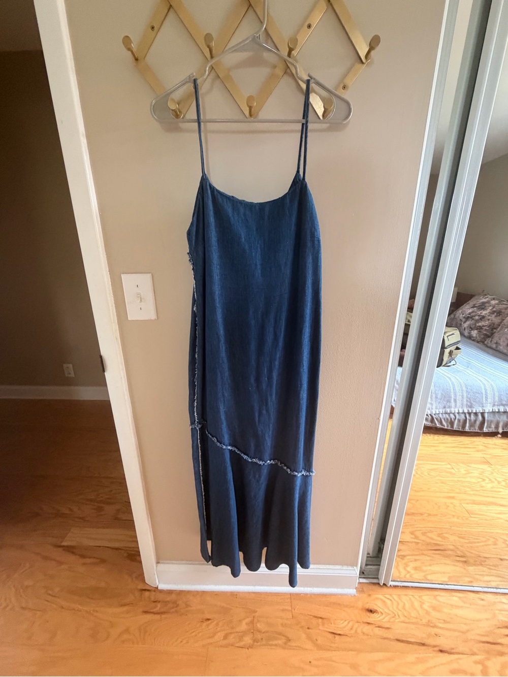 Zara denim maxi spaghetti-star maxi dress